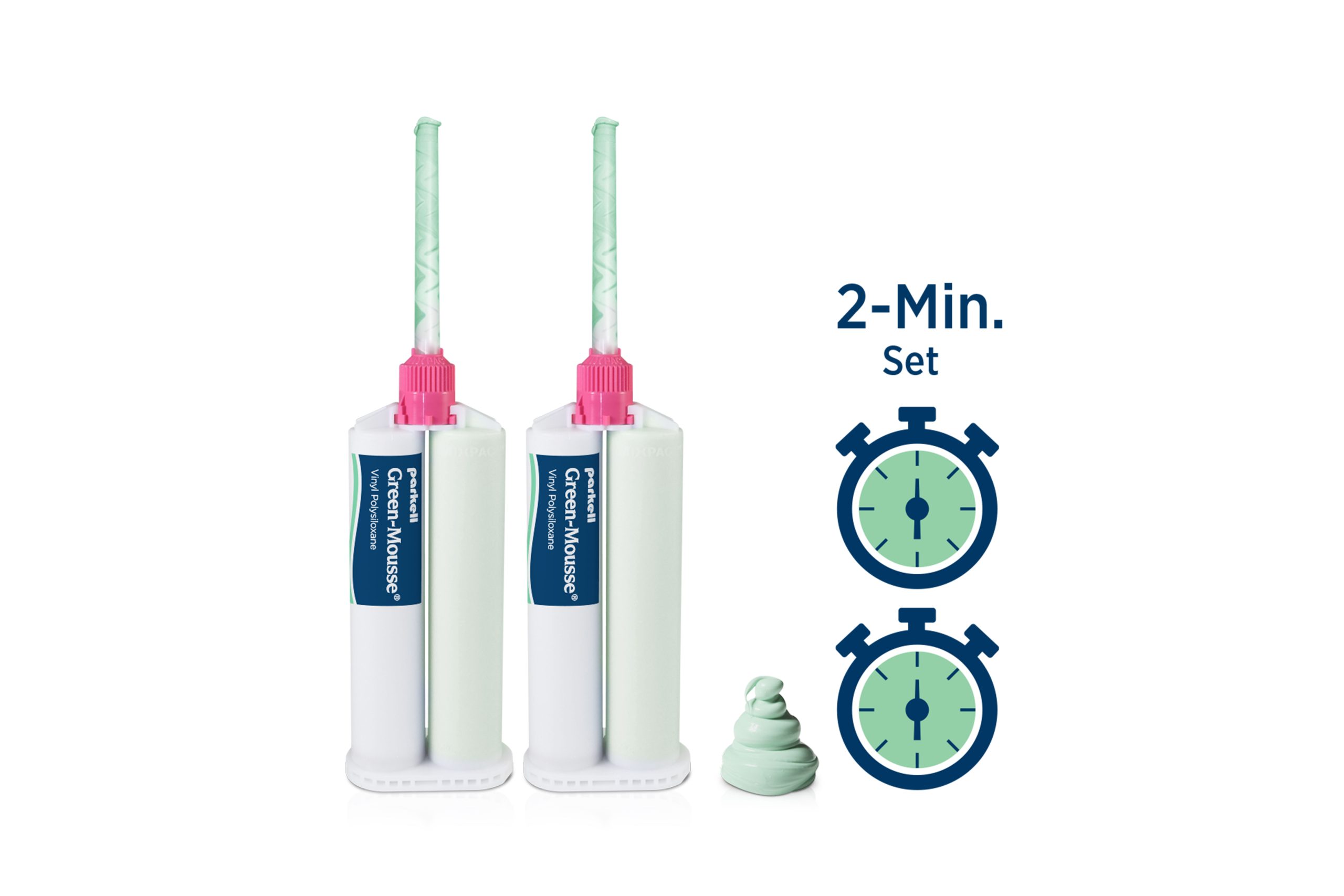 Green-Mousse Bite registration material specially formulated for cases that require greater flexibility (60-durometer).